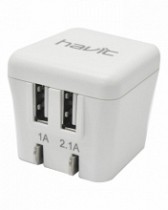 ADAPTADOR AC/DC INTELIGENTE FIJO 5V-2.4A C/2 USB